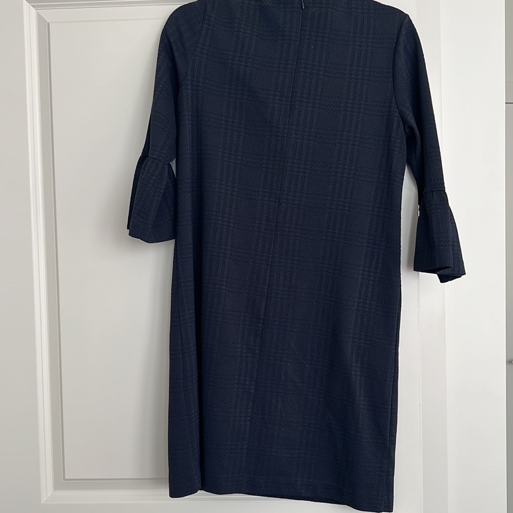 Navy knee length dress with peplum sleeves - Picture 3 of 3